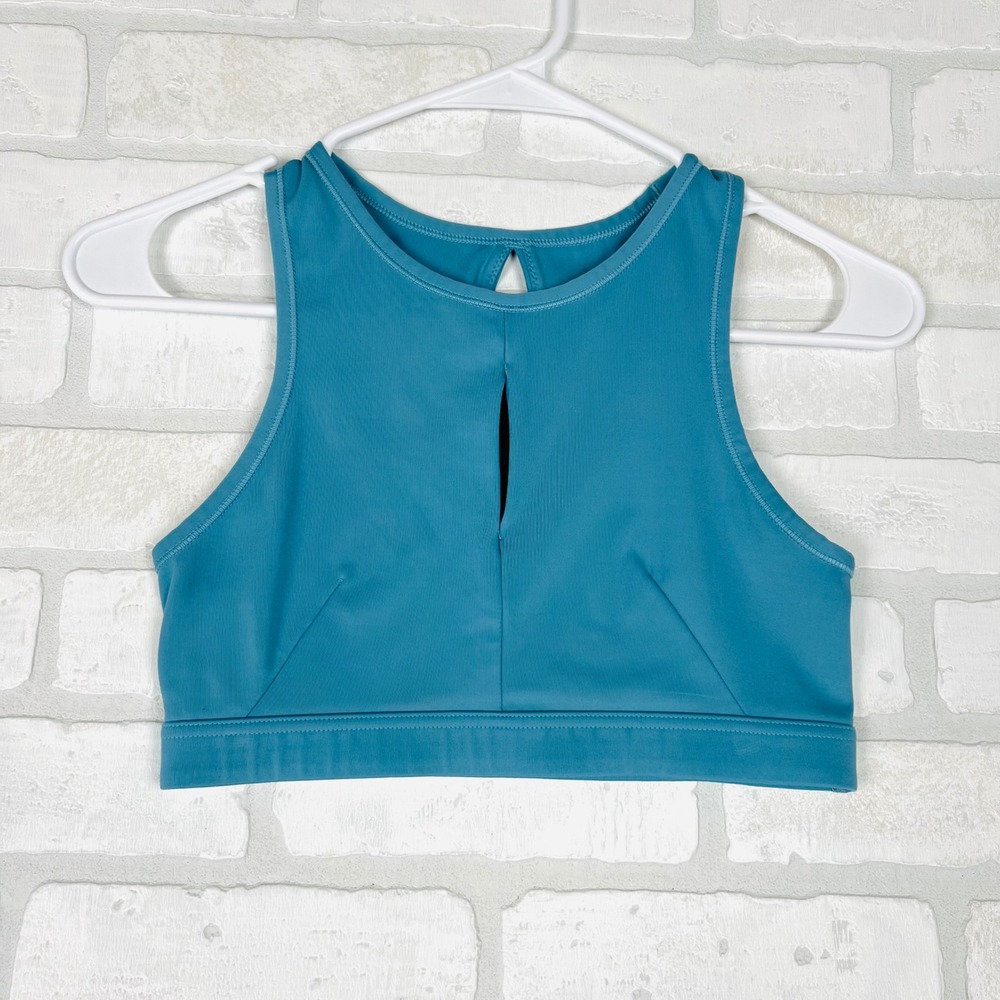 Nike Womens High Neck Keyhole Mesh Racerback Sports Bra Teal Blue Small